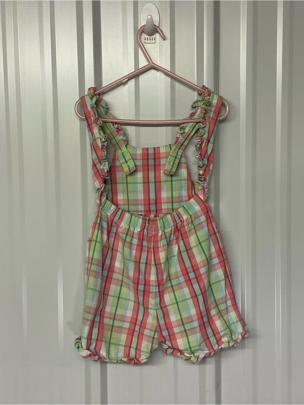 Vintage Gymboree Pastel Plaid Flutter Sleeve Romper Playsuit Cottagecore